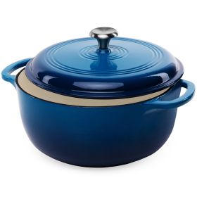 6 Qt Large Blue Enamel Cast-Iron Dutch Oven