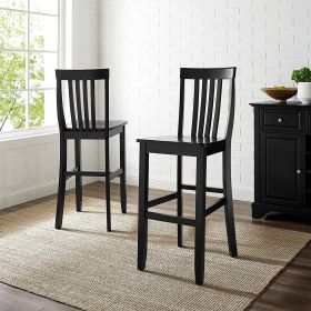 Set of 2 - Solid Hardwood 30" Bar Stool in Black Wood Finish