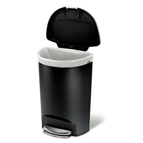 Black 13-Gallon Kitchen Trash Can w/ Foot Pedal Step Lid