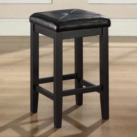 Black 24-inch Backless Barstools w/ Faux Leather Seat