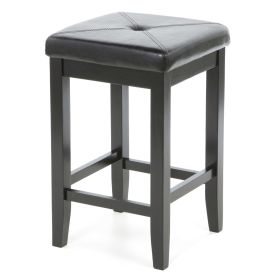 Black Bar Stools w/ Cushion Faux Leather Seat