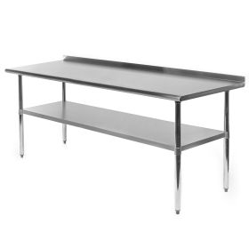 Stainless Steel 72 x 24 inch Kitchen Prep Table w/ Backsplash