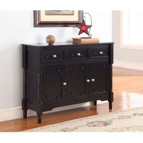 Solid Wood Black Finish Table w/ Storage Drawers