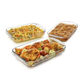 3 Piece Glass Casserole Baking Dish Set