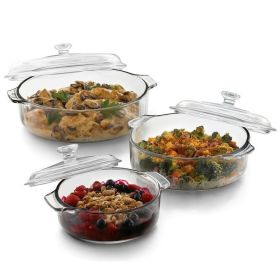 6-Piece Round Glass Casserole Bakeware Set w/ Lids