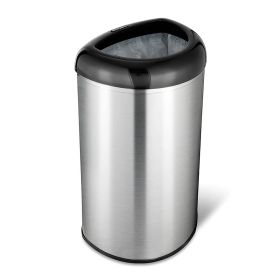 Stainless Steel Black 13-Gallon Kitchen Trash Can w/ No Lid