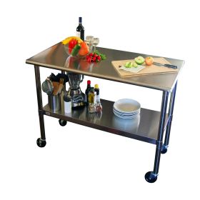 2ft x 4ft Stainless Steel Top Prep Table w/ Locking Casters