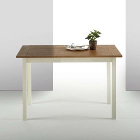 Classic Pine Wood 45 x 28 in Dining Table w/ White Legs