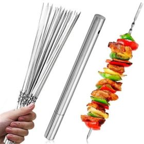 Grilling Flat Metal BBQ Skewers Stainless Steel