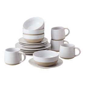 Abott White Round Stoneware 16-Pc Dinnerware Set