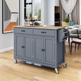 Kitchen Island Cart W/ Solid Wood Top & Locking Wheels