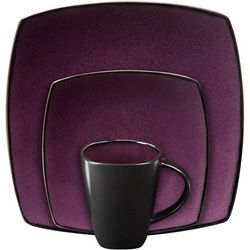 Gibson Soho Lounge Square 16 Pc Dinnerware Set, Purple