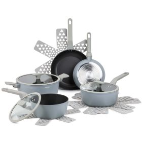 Thyme & Table Nonstick Eden Cookware, 12-Pc Set, Cool Grey