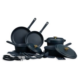 Thyme & Table Cookware & Silicone Utensil Set, Atlantic Blue