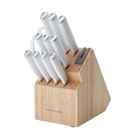 Japanese Steel 12-Piece Knife Block Set w/ Built-in Sharpener