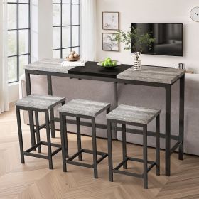 Modern Design Long Dining Table Set W/ 3 Stools