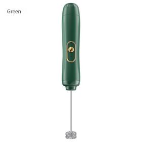 Handheld Electric Milk Frother Egg Beater (Color: Green)