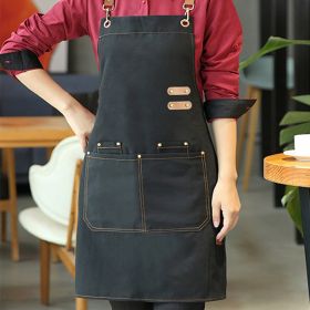 Waterproof And Oil-proof Apron With Pockets (Color: Black)