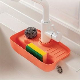 Sink Splash Guard; Drain Storage Rack (Color: Orange)