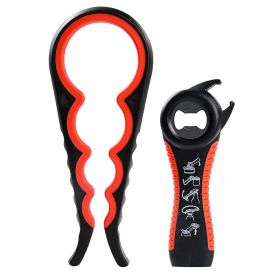 1pc Lid Opener Tool; Jar Opener For Weak Hands (Color: Black Red)