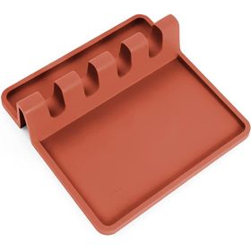 1pc Silicone Utensil Rest With Drip Pad (Color: Coffee)