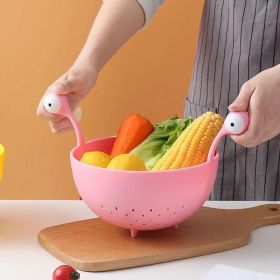 1pc Kitchen Strainer - Big-Eyed Monster Design (Color: Pink)