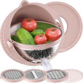 4 in 1 Colander w/ Mixing Bowl Set (Color: Pink)