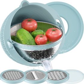 4 in 1 Colander w/ Mixing Bowl Set (Color: Blue)