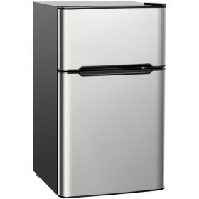 3.2 cu ft. Compact Stainless Steel Refrigerator Freezer (Color: Grey)