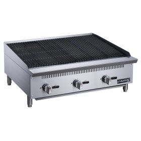 36"  3-Burner Commercial Stainless Steel Charbroiler (Color: Silver, Material: Stainless Steel)